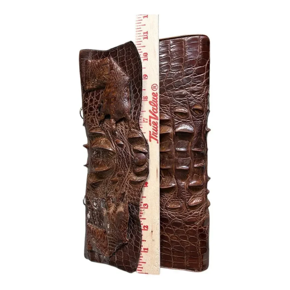 Antique Brown Hornback Alligator Crocodile With Feet Paws Purse Clutch 1940’s